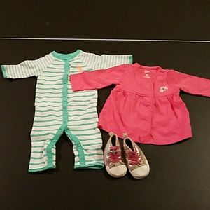 Bundle 3 months infant girl clothing/shoes